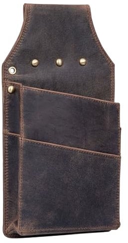 Benthill Kellnerbörse Echt Leder - Echtleder Kellnergeldbörse - Große Gelldbörse - Profi Kellner-Geldbeutel, Farbe:Dunkelbraun (Nur Holster)