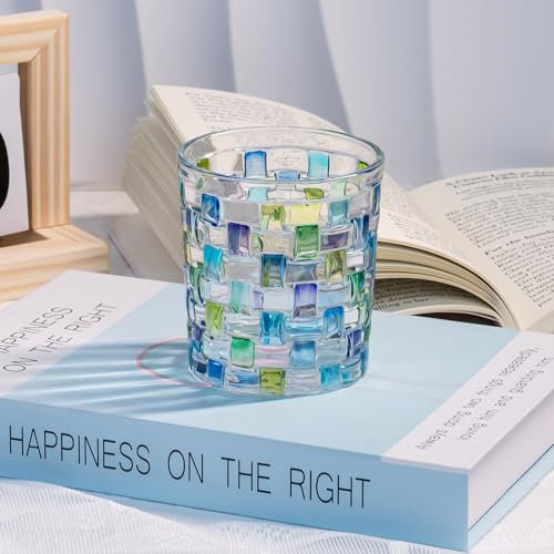 Toptime Teelichthalter, Bunte Kerzenhalter Glas für Tischdeko, Transparenter Kerzenständer für Teelichter, Romantischer Mosaik Teelichtgläser Partylicht, Windlicht für Geburtstag, Weihnachten, Party