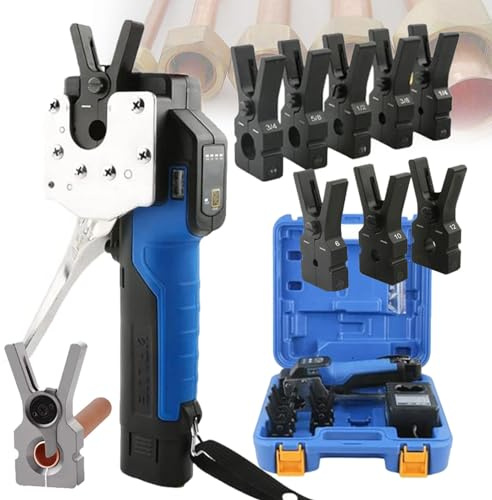 Outil D'évasement éLectrique Avec Mandrins 5/8,Outil D'évasement En Cuivre 1/4 - 3/4 Jauge D'évasement Havc,Outil D'Extension De Type Excentrique à 45° Pour Tubes En Cuivre/Aluminium,8Chucks