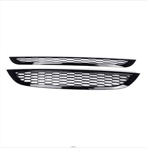 Crevyteg 2 griglie anteriori superiori e inferiori compatibili con Mini Co-oper R50 R52 R53 51137026202 51137133847 Paraurti Anteriore Cappuccio Griglia A Nido D'ape Griglia Guard Trim Cover