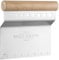 4-in-1 Bench Scraper with Herb Stripper, Beechwood Handle - Stainless Steel Dough Cutter and Scraper for Baking and Cooking, Easy Clean Kitchen Tool