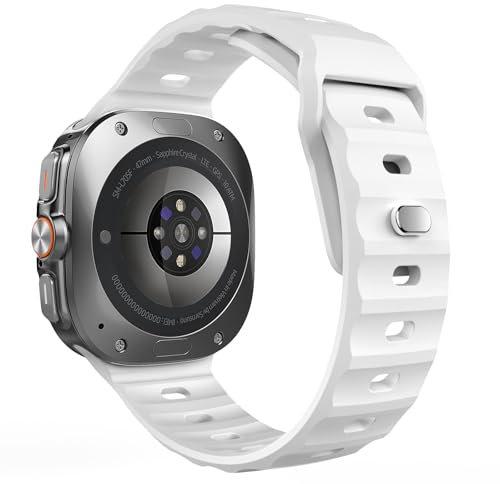 TiMOVO Correa deportiva Compatible con Samsung Galaxy Watch Ultra 47mm(2025/2024), Correa Ajustable de Silicona Suave con Hebilla de Acero para Hombre y Mujer, Blanco