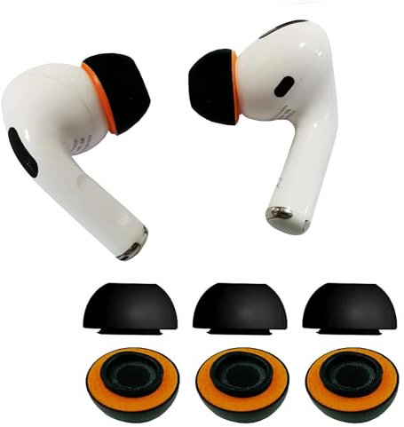 KASOTT Upgraded Best Memory Foam Ear Tips for AirPods Pro 1st & 2nd Gen | Comfortable Foam Ear Tips | Better Noise Cancellation | 3 Pairs Replacement Tips (Black, Large)