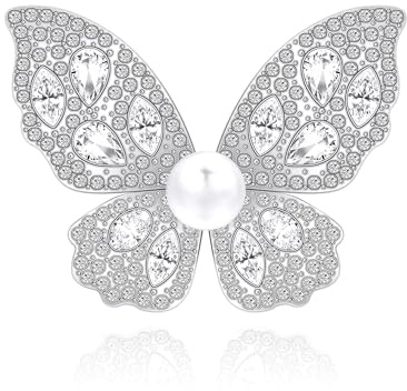 Yifnny Broche papillon pour dames, Broches Hijab Broche papillon vintage Broche élégante et scintillante Pour foulards, robes et accessoires Epingles à châle