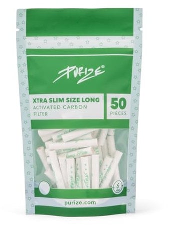 PURIZE® XTRA Slim Size Long - 50 filtri a carboni attivi extra lunghi Premium – White & Spy (White)