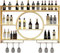 Porte Bouteille Vin Mural Metal avec Porte-Verres, Étagère Murale en Verre pour Cuisine, Range Bouteille Vin Murale Moderne Industriels pour La Maison, Le Restaurant, Les Bars (Or,120x15x80cm)