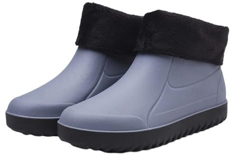 Dinglong Stivali Da Pioggia Imbottiti Donna Uomo Pioggia Slip Scarpe Casual Corte su Stivali Acqua Caviglia Moda Uomo Scarpe Casual Stivali Pioggia Imbottiti Donna, grigio, 45 EU
