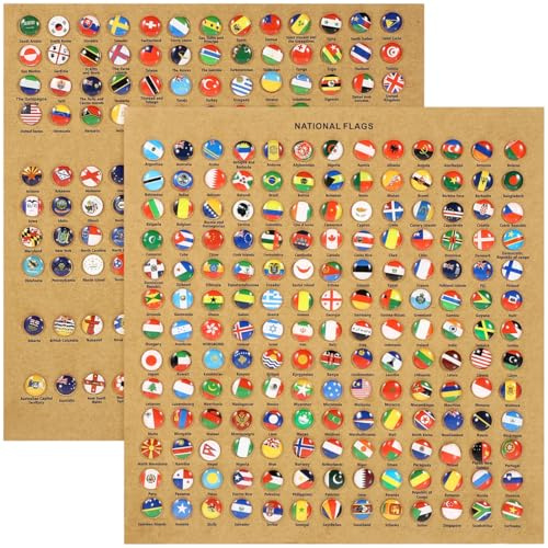 STOBOK 291pcs Decorative National Flag Push Pins for Cork Board, Creative Office Thumbtacks for Map Display and Photo Fixing, World Country Flag Pins for Wall Maps and Bulletin Boards