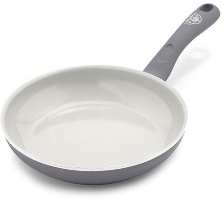 GreenLife Soft Grip Healthy Ceramic Nonstick 8 Frying Pan, PFAS & PFOA-Free, Dishwasher Safe, Egg Omelet Skillet, Cookware for Easy Cooking, Non-Stick Kitchen Essentials, Grey