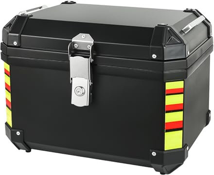HTDRE Tour Tail Box, wasserdicht, rostfrei und staubdicht, Motorrad-Topcase, Tail Box mit Montageplatte Hart, Sicherheitsschloss aus Aluminiumlegierung gegen Diebstahl, Metall-Motorradkoffer D,48L