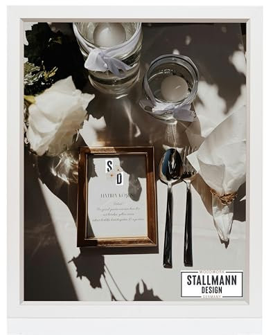 Stallmann Design 'My Frames' Bilderrahmen 70 x 100 cm | Farbe: Weiß-Silber | eleganter Rahmen - weißes Finish - Kante silber