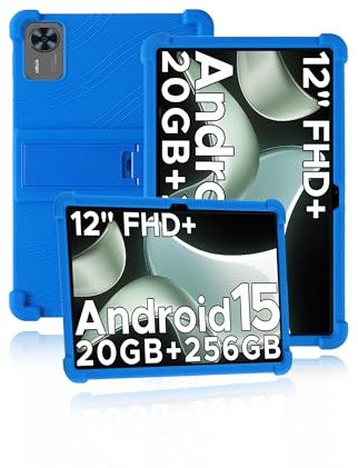 Case for DOOGEE T36/POPUX T36 /Teclast T60AI Tablet 12 inch 2025, Kids Skin-Friendly Soft Silicone Tablet Case with Adjustable Stand (Blue)