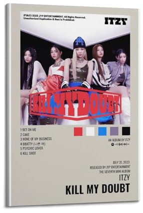 ARTUKPOSQL Kill My Doubt-ITZY Poster Musikalbum Poster Leinwanddruck Vintage Highlook Horizontal Wohnzimmer Schlafzimmer Wanddeko Poster 24 x 36 Zoll (60 x 90cm) Stil Rahmen-5