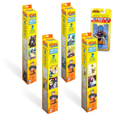 Naruto-Poster-Set für Wände – Ninja-Raumdekor-Set mit 8 Wandkunstdrucken (30,5 x 45,7 cm) für riesiges Mosaik plus mobile Brieftasche, 91,4 x 121,9 cm, Naruto-Poster-Collage für Wände