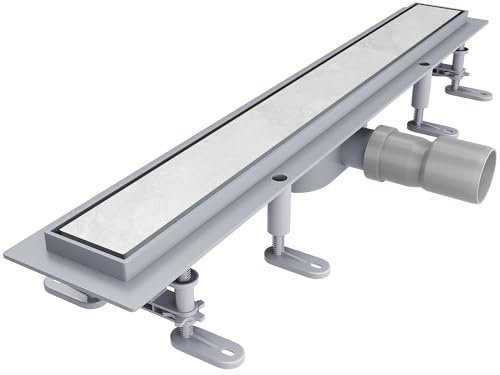 Italienische Duschrinne aus Edelstahl, 40 cm, mit 2-in-1 quadratischem befliesbarem Entwässerungssystem, rechteckig, ultraflach, silberfarben