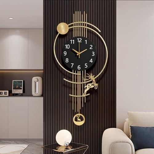 Gilacco Große Wanduhren für Wohnzimmer, leise, nicht tickend, batteriebetrieben, übergroße, moderne Wanduhr für Schlafzimmer, Bauernhaus, Büro, Küche, Zuhause, Wanddekoration, 37,8 x 81,8 cm (Gold)