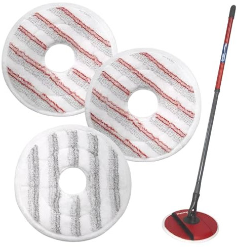 3 PCS Spin Mop Heads for Vileda Spin Mop Head Replacement, Washable and Reusable, Easy to Install, Suitable for Cleaning Various Surfaces and Floors, Red, White
