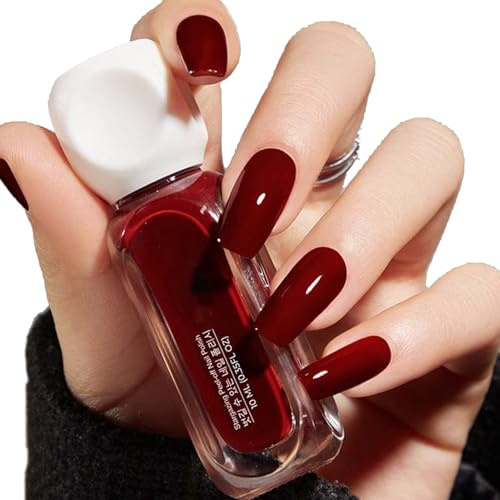 Christmas Red Nail Polish,Deep Red Nail Varnish Quick Dry,Long Lasting High Glossy & Fast Drying Nail Art Polish,No UV,Easy Use,10ml