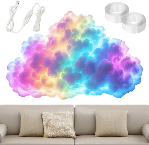 Pruojhw LED Wolken Für Decke USB Gewitterwolken LED-Set | Dynamische Mehrfarben Beleuchtung - Für Zuhause Schlafzimmer Wohnzimmer Büro Partys Feste Feiern Decke