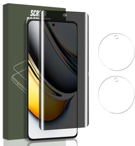 Jewloofa [1+2 Piezas] Privacidad Protector Pantalla para Realme 11 Pro/11 Pro+, 9H Anti-Espía película protectora y Protector de Lente cámara, Privacy Protector Pantalla para Realme 11 Pro/11 Pro+