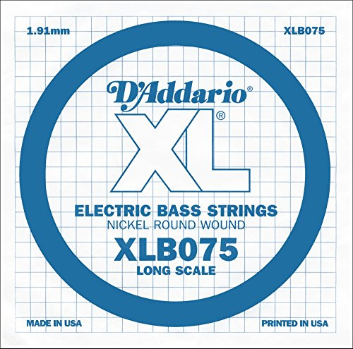 D'Addario XLB075 Nickel Wound Bass Guitar Single String, Long Scale, .075