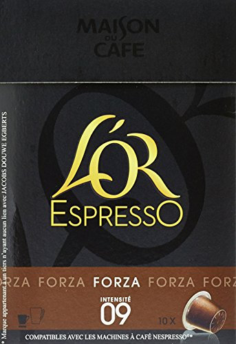 L'OR ESPRESSO Forza 10 capsules de café compatibles avec les machines à café Nespresso - Lot de 4 (40 capsules)