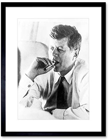 Wee Blue Coo Photo President John Kennedy Smoke Cigar Jfk Framed Art Print Picture F12X1759