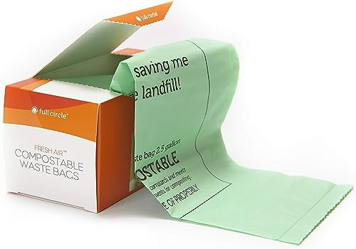 Full Circle Compostable Food Waste Bags 2.5 Gallon 25ct - BPI Certified Plant-Based Liners, Extra Thick - Sealed Bottom, Tear and Leak Resistant - Fits Kitchen Compost Bins No Microplastics