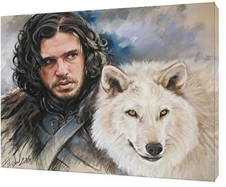 ARTSPRINTS Jon Snow Game of Thrones Leinwandbild, Pastellfarben mit Anthrazit, 76,2 x 50,8 cm, 18 mm Tiefe