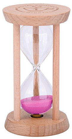Weiye Mini Sablier en bois - Pour la maison, le restaurant - 1 minute/3 minutes - Couleur bois 1min Wood + Pink