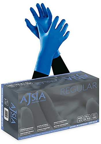 AJSIA Guanti nitrile Regular (senza polvere) Confezione 100 pezzi (S)