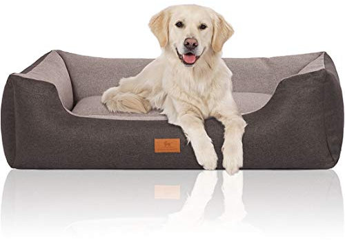 Knuffelwuff 14096-007 Hundebett Hundekörbchen Hundesofa Hundekissen Hundekorb Bezug Waschbar Grosse Hunde Xxl Luke Schwarz-Grau