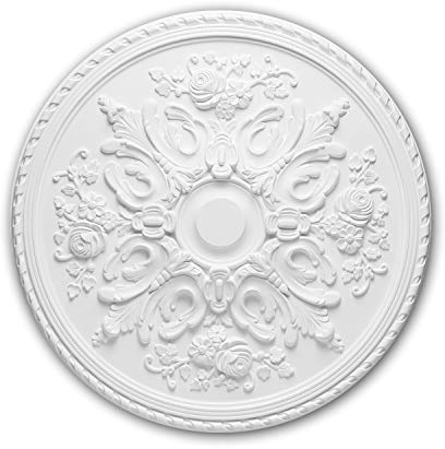 PRO[f]home® - Ceiling Rose 156025 Ceiling Decoration Medallion Rosette Decorative Element Rococo Baroque Style White Ø 82 cm Profhome