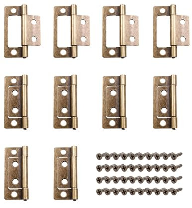 Tulead Lot de 10 charnières de porte en bronze antique de 5,1 cm sans mortaise avec vis de montage