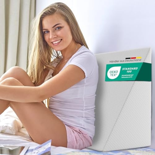 ELONEO Keilkissen Bett Lagerungskissen Erwachsene Rückenkissen Lesekissen Kissen aus formstabilen Schaumstoff 30×50×60 cm