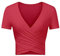Uniquestyle T-Shirt Court Femmes Fitness et Musculation Exercice Yoga Chemise Sports Running Beauté Crop Top Sportswear Rouge L