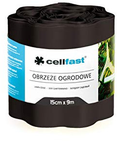 Cellfast Bordure de jardin pour cage de pelouse, clôture de jardin, noir (15 cm x 9 m, noir)