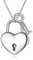 PEIMKO 925 Sterling Silver Heart Lock Key Pendant Necklace With 18 Chain, Padlock Choker Necklace For Men Womens Teens Lover Egirls