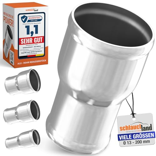 ALU-ROHR Reduzierstück AD-Ø 60-51mm Reduzierer poliert | VIELE GRÖSSEN | Reduzierung Aluminium Rohr Motor KFZ LLK Turbo Kühler Schlauch-Verbinder Adapter Kupplung - 300°C DIN 40501 & EN AW-6063