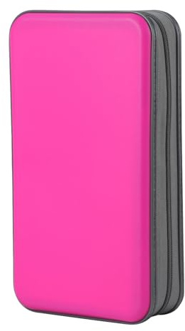 alavisxf xx Estuche para CD, 96 capacidades, plástico duro, funda protectora para almacenamiento de discos DVD, portátil, con cremallera, organizador de CD y DVD, cartera de almacenamiento para coche,