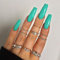 Brishow Coffin False Nails Long Fake Nails Ballerina Acrylic Press on Nails Full Cover Stick on Nails 24pcs for Women and Girls (green)