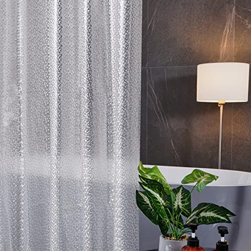 Furlinic Rideau de Douche Transparent 120x180cm Anti Moisissure Imperméable avec Bloc de Verre en Bas Pétillant Rideau de Baignoire avec 8 Crochets
