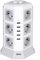 BEVA 12 Prises Tour Multiprise Parafoudre avec 2 USB-C (15W)+3 USB-A +Câble 2M,2500W/10A Prise Multi de avec 2 Interrupteur, Multiprise Electrique Protection Contre Surcharges et Surtensions, Blanche