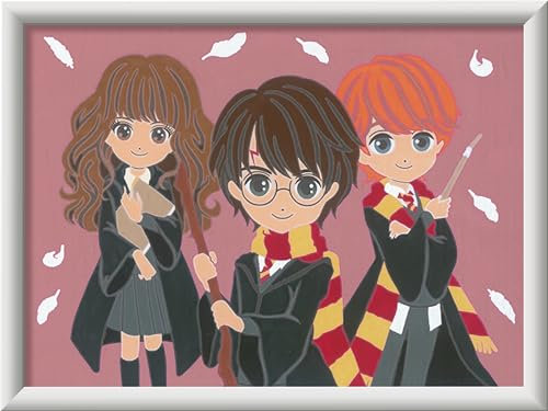 Ravensburger CreArt 29398 - Zauberhafte Freundschaft - Malen nach Zahlen Harry Potter ab 7 Jahre, Malset mit Rahmen, Pinsel und Acrylfarben, Geschenk für Mädchen und Jungen