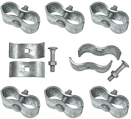 Chain Link Fence PANEL CLAMPS/Galvanized Steel Panel Clamp (8 Set)/ KENNEL CLAMPS: Chain Link Fence Pipe Panel Frames, Saddle Clamp, Kennel Clamp (1-5/8)