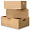 KIRIGEN Nesting Wood Crates with Handles Set of 3 - Farmhouse Decor Wooden Storage Containers/ Portable Rolling Tray Basket/ Crates Decorative Boxes Natural