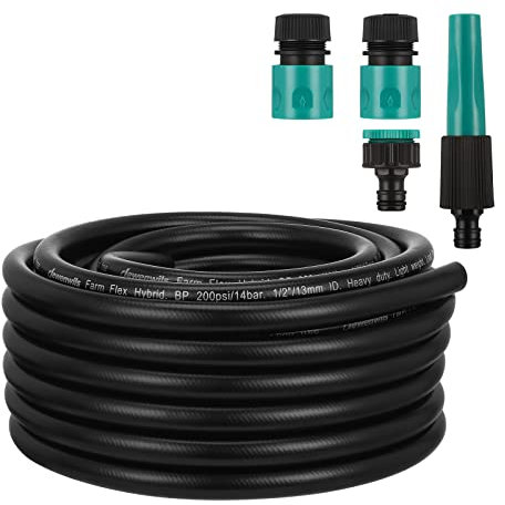 DEWENWILS Garden Hose, 13mm(1/2) x 15m(50ft) Hose Pipe with SwivelGrip, Flexible Hybrid Polymer, Lightweight, Hosepipes for Garden, Car, Yard, Drinking Water Safe