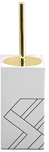 MSV Monolithic WC Bürste Toilettenbürste Klobürste WC Garnitur aus Keramik Weiß Gold