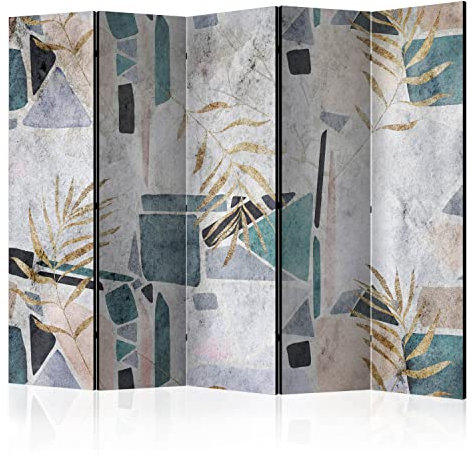 murando Akusticher Raumteiler Palmenblätter Foto Paravent 225x172 cm beidseitig auf Vlies-Leinwand Bedruckt Akustikschaum Trennwand Spanische Wand Sichtschutz Home Office Bunte Mosaik f-C-0466-z-c