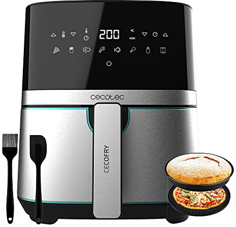 Cecotec Friggitrice ad Aria Cecofry Full Inox 5500 With Accessories. Air Fryer 1600W, Capacità 5,5L, Digitale, Acciaio Inossidabile, Tecnologia PerfectCook, Termostato Regolabile 80-200°C, Tempo 60Min